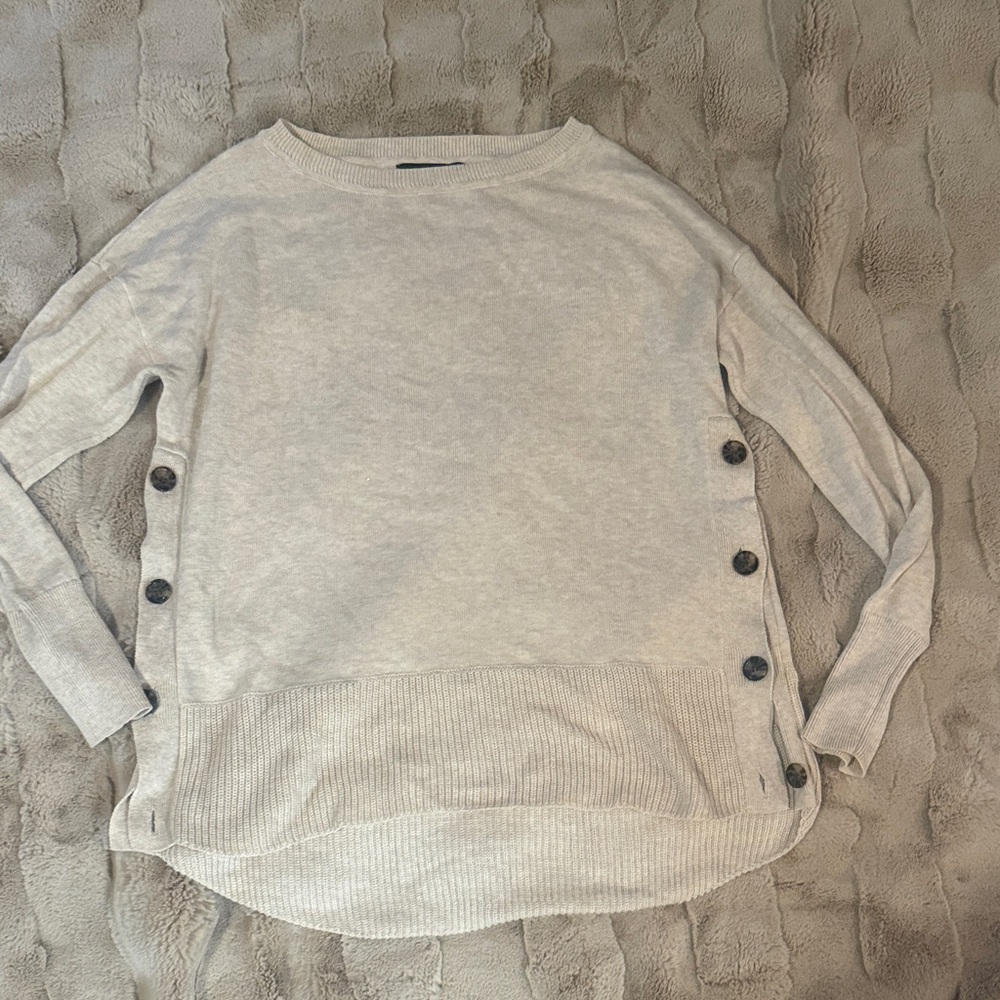 Tahari Light Gray Sweater with Button Details
